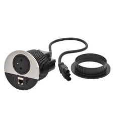 INCARA Gniazdo meblowe DISQ 80 2p+z USB A+C RJ45 0,5 m wieland metal/czarny 654703F