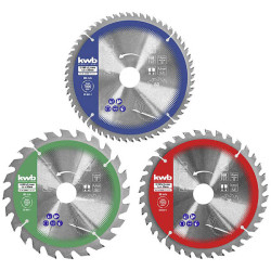 kwb 586995 Circular Saw Blade set 190x30mm 3 Blades in plastic tray
