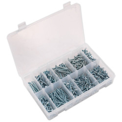 Sealey AB065STCP Self Tapping Screw Assortment 600pc Countersunk Pozi Zinc