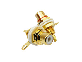 Gniazdo cinch RG38 montażowe złote Vitalco