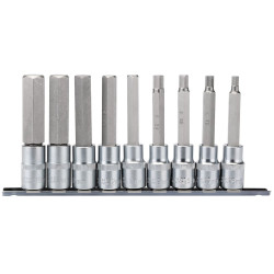 Draper Expert 16308 1/2&quot; Sq. Dr. 100mm Long Metric Hexagonal Socket Bit Set 9 Pc