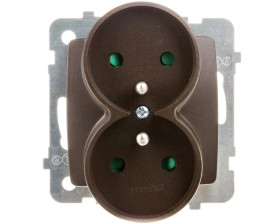 KARO Gniazdo podwójne z/u z przesłonami czekoladowy metalik GP-2SRZP/m/40