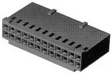 Socket housing, 24 pole, pitch 2.54 mm, straight, black, 1-87977-0