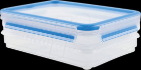 513576 EMSA CLIP &amp; CLOSE food storage container set, blue, 2x 0.6 l