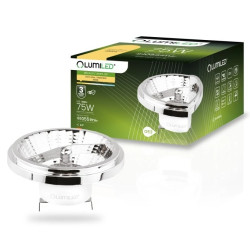 Żarówka LED G53 AR111 10W = 75W 1055lm 3000K Ciepła 24 12V AC/DC Srebrna LUMILED