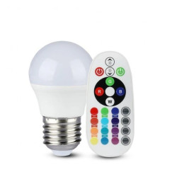 Żarówka LED 3,5W E27 G45 RGB+6400K Ściemnialna 320lm 180st. A+ (Sterowanie pilotem) 2774