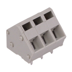 3-Way 5mm 45° Spring Clamp PCB Terminal Block Grey 15A 300V