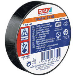 Tesa 53988-00001-01 Professional PVC Electrical Insulation Tape 19mm x 20m - Blk
