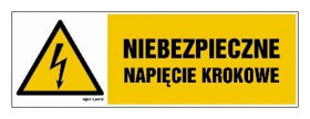 ZNAK - HB014 Niebezpieczne napięcie krokowe 45 x 15 cm FN - Folia samoprzylepna