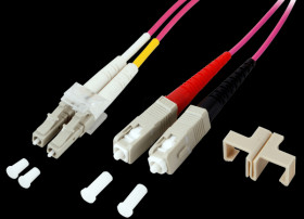 O0323.15 Duplex Jumper LC-SC 50/125µ, 15 m, OM4, violet