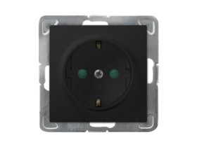 IMPRESJA Gniazdo pojedyncze z uziemieniem schuko z przesłonami czarny metalik GP-1YSP/m/33 OSPEL