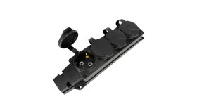 Listwa, Gniazdo Gumowe Poczwórne Schuko Ip54 Czarne Horoz