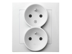 AS Gniazdo podwójne z uziemieniem do ramki (funkcja niezamienności faz) białe GP-2GC/00 OSPEL