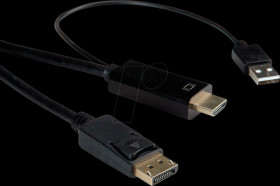04.11.92 DisplayPort 1.2 to HDMI A connector, 4 K at 60 Hz, 2.0 m