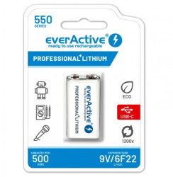 AKUM.6F22 500 EVERACTIVE 9V+LITHIUM USBC