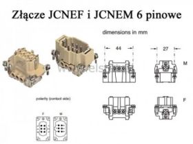 Złącze męskie 6 pinowe; 16A; 500V; wtyk 6P