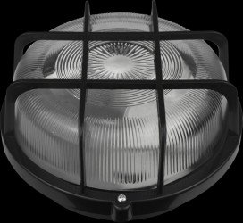 20300035 Ceiling light fixture, with protective cage, round, black