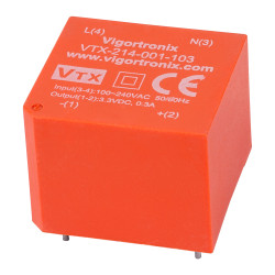 Vigortronix VTX-214-001-103 1W AC-DC Power Supply Single Output 3.3V