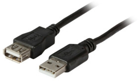 USB 2.0 extension cable, USB plug type A to USB socket type A, 3 m, black, K5220SW.3