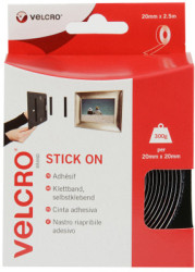 Velcro tape, 20 mm, with adhesive and fleece part, black, 2.5 m, VEL-EC60215