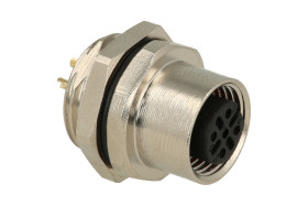 Gniazdo; KLS15-M12A-B103; M12-3p; 3 tory; proste; lutowany; 0,34mm2; 12mm; na panel; wkręcane (M16x1,5); czarny; IP67; 4A; 60V;