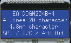 EA DOGM204B-A LCD text module, 59 x 21.3 mm, blue