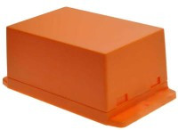 NUP10570500R Obudowa; uniwersalna ABS; 105x70,6x50,5mm, pomarańczowa, zatrzaskowa, kołnierz montażowy