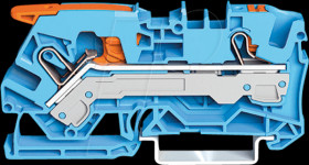2106-5204 2-conductor through terminal block, 6 mm², blue