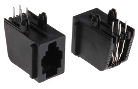 Złącze RJ14 Żeński Złącze RJ14 Przewlekany Cat3 TE Connectivity, 90°, 4P/4C-żyłowe