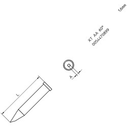 Weller T0054470899 XT AA Bevel Soldering Tip 60&#xB0; Round Bent 1.6mm