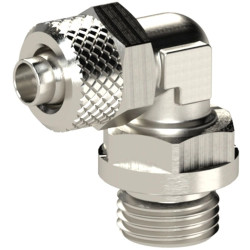 Angle screw-in fitting, L 21 mm, 18 bar, brass, nickel-plated, for hose, 110546
