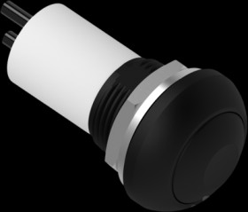 Pushbutton, 1 pole, black, unlit , 0.12 A/125 VAC, 0.2 A/50 VDC, 13.6 mm, IP68, 2329384-1