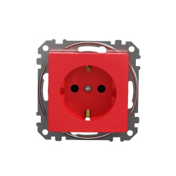 Gniazdo schuko z przesłonami, czerwone, Sedna Design i Elements SDD115021