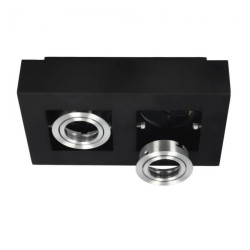Punktowa oprawa sufitowa OSMIN RIM 2 Black Silver IP20 kwadratowa podwójna czarny mat, wymienny pierścień, EDO777681