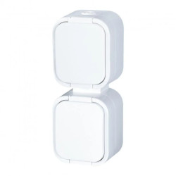 Gniazdo podwójne n/t 2x2P+Z, bryzgoszczelne z klapką, pionowe B2, IP54, NT-6B2/P, biały,OR-OE-7806/V/W