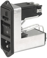 IEC plug C14, 50 to 60 Hz, 2 A, 250 VAC, 4 mH, faston plug 4.8 mm, CD21.4501.151