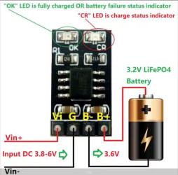 MINIATUROWY MODUŁ ŁADOWANIA AKUMULATORA 3,8-6V-->3,6V 1A LIFEPO4 LIFECRMA (BMS-70096)