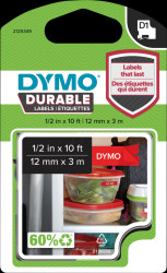 1978366 DYMO D1 vinyl tape 12 mm, white/red