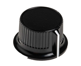 Pokrętło potencjometru oś: 6mm średnica: 28mm Okrągłe Plastik Czarny RS PRO