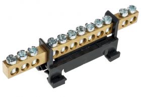 Listwa zaciskowa zerowa 12-torowa - czarna