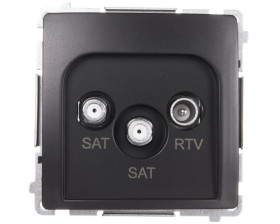Simon Basic Gniazdo antenowe podwójne końcowe RTV/SAT/SAT-RTV grafit matowy BMZAR+SAT3.1-P2.01/28