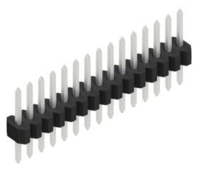 Pin header, 15 pole, pitch 1.27 mm, straight, black, SLVW103615Z