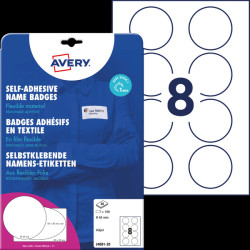 J4881-20 Name badges, film, round, diameter 65 mm, 160 pieces, white