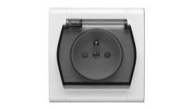 Gpt Festa Gniazdo Pojedyncze 2P+Z Ip44 Z Klapką Białe/Dymne 0873-10