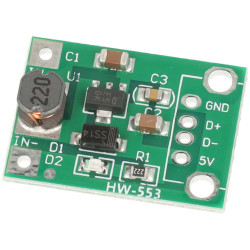Mini przetwornica step-up 1–5V do 5V 600 mA