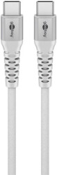 Kabel tekstylny USB-C™ do USB-C™ z metalowymi złączami, 3 m, biały - Długość kabla 3 m