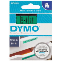 Taśma do drukarek D1 19mm x 7m czarny/zielony S0720890