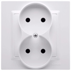 Simon 10 Gniazdo podwójne b/u MONOBLOCK 16A, 250V białe CG2/11