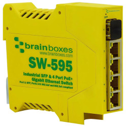 Brainboxes SW-595 Industrial 4 Port PoE&#x2B; Gigabit Ethernet Switch &#x2B; SFP