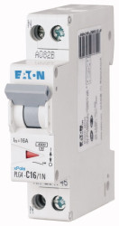 Wyłącznik nadprądowy MCB, Typ B, 1+N, 16A, na szynę DIN, Eaton PLG4-B16/1N